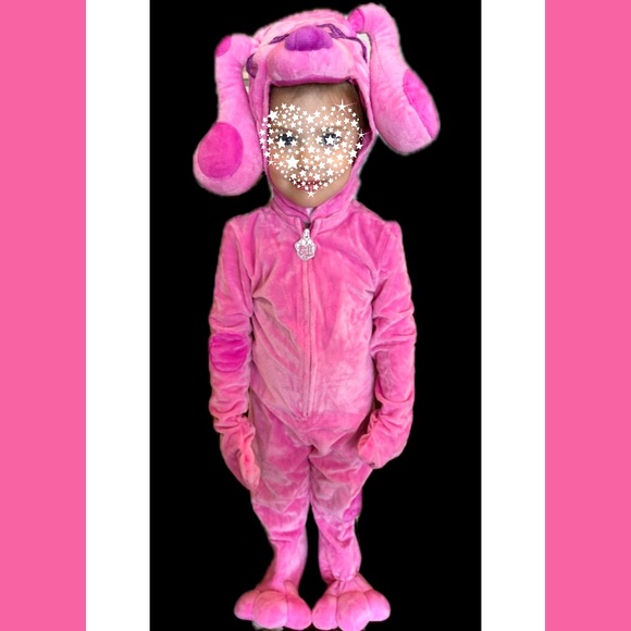 💕BLUE’S CLUES MAGENTA Pink Dog Halloween Costume with Hat SZ 3-4T - Picture 3 of 11